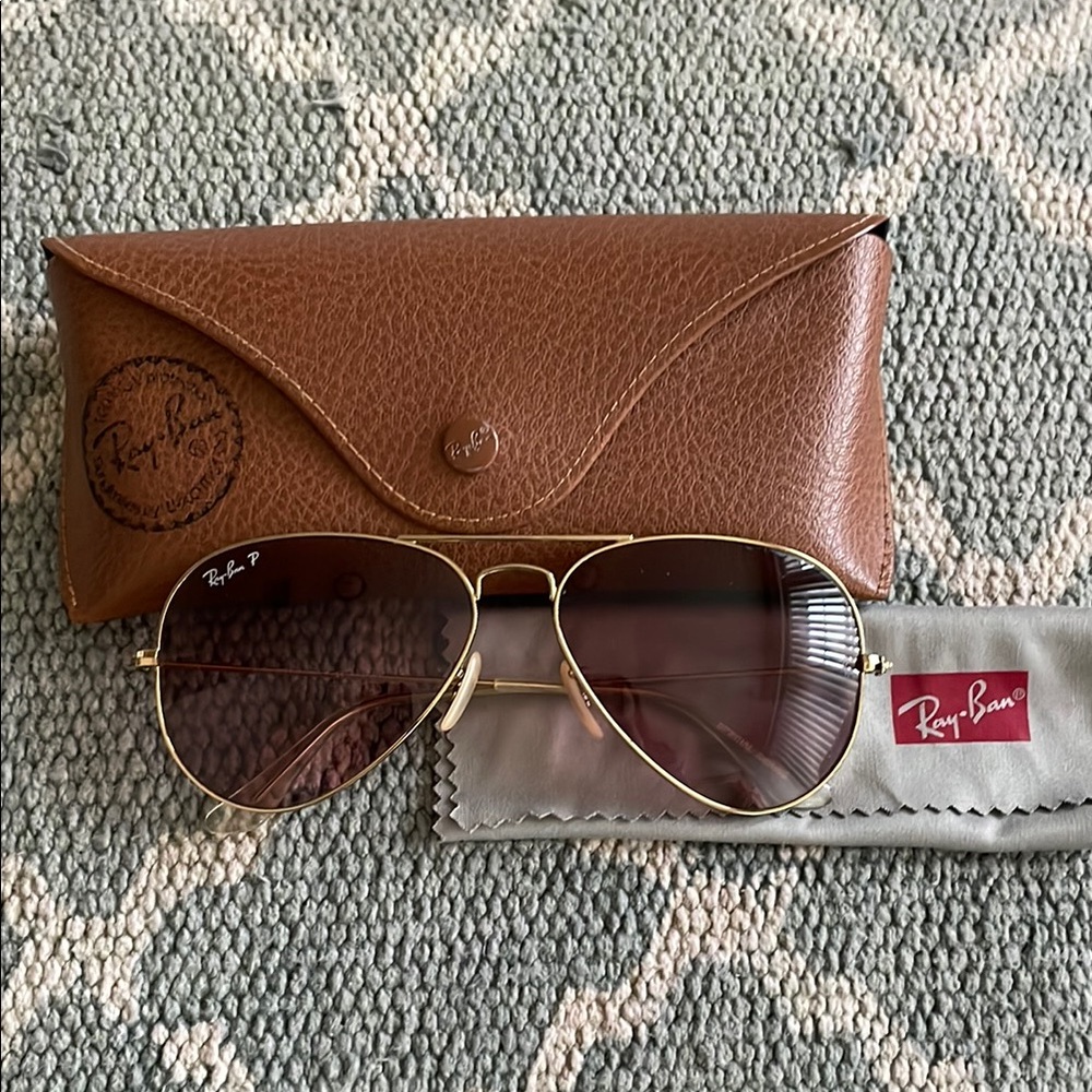 Ray-Ban Gold Frame Brown Gradient Aviator Sunglasses